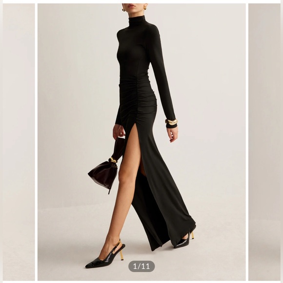 Commense Black Long Sleeve Dress with Side Slit - Picture 3 of 11